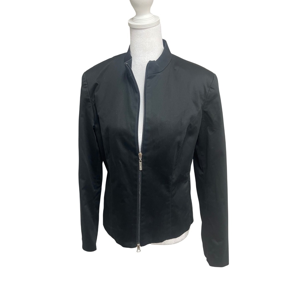 The Limited Stretch Jacket Women Black Mock Neck Sz M Zip Up Minimalist Office